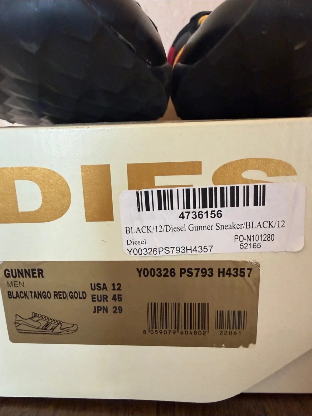 Diesel Men’s Black, Red & Yellow Gunner Low-Top Sneaker